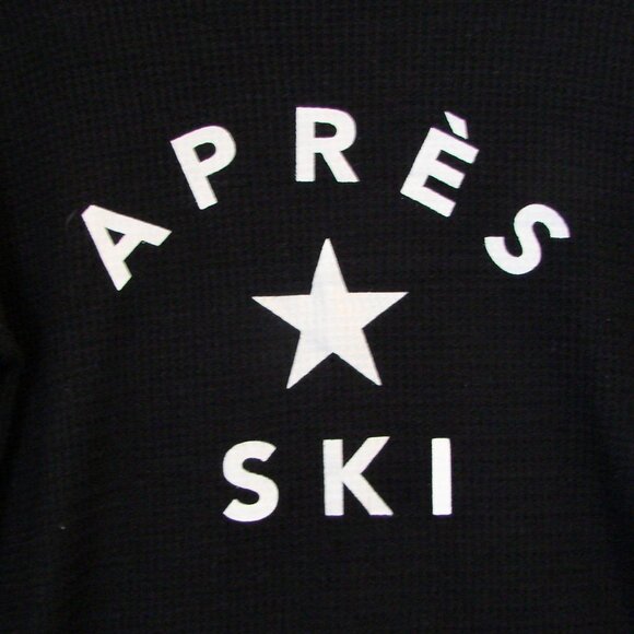 Chaser Black Apres Ski Waffle Thermal Long Sleeve Top Size Medium - Picture 12 of 16